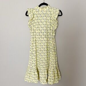 BANJANAN Dress Mini Ruffle Babydoll Floral yellow cotton pockets